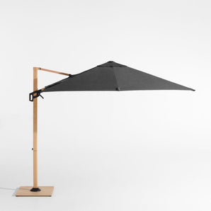 Square Canvas Sunbrella® Cantilever Outdoor Patio Umbrella with Faux Wood Metal Frame