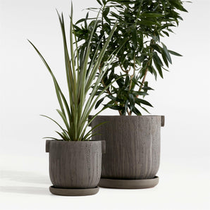 Crucible Small Black Terracotta Planters with Saucer by Athena Calderone