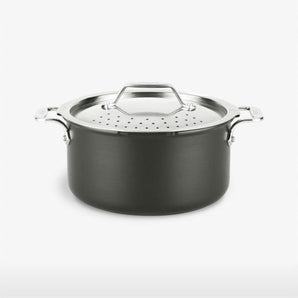Olla multiusos antiadherente de acero inoxidable All Clad de 6 cuartos con tapa coladora