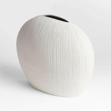 Alura Low-Wide Cream White Porcelain Vase.