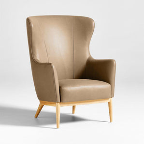 Alva Leather Wingback Accent Chair