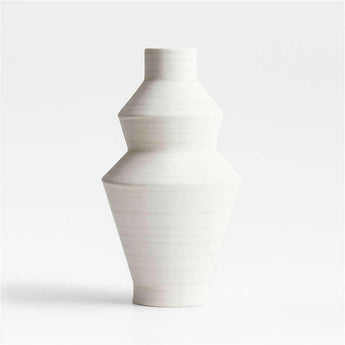 Angle Cream Ceramic Vase 11.5".