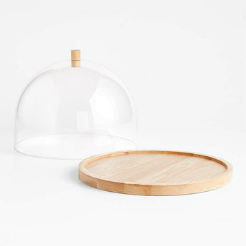 Arla Ash Wood Round Serving Board with Acrylic Lid.