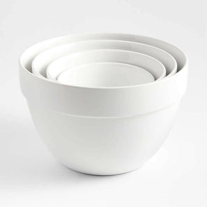 Aspen White Rimmed Ceramic Mixing Bowls, Set of 4.