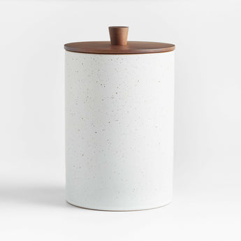 Asta Large Speckled Ceramic Canister with Wood Lid.