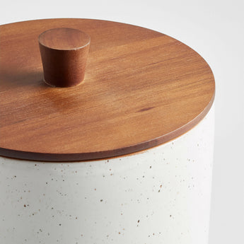 Asta Large Speckled Ceramic Canister with Wood Lid.