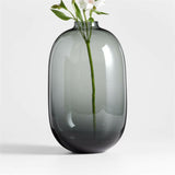 Zeri Smoke Grey Glass Vase 13".