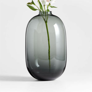 Zeri Smoke Grey Glass Vase 13".
