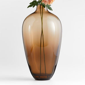 Zeri Tall Smoke Brown Glass Vase 20".