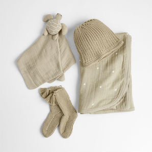 Baby 4-Piece Organic Cotton Swaddle Gift Set
