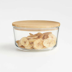 4-Cup Round Glass Storage Container with Bamboo Lid.