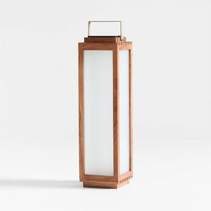 Batten Acacia Wood and Glass LED Solar Outdoor Lantern