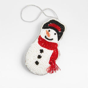 Adorno navideño de muñeco de nieve con cuentas