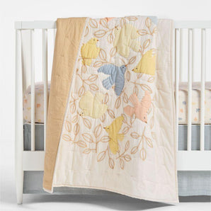 Edredón de cuna de algodón orgánico Baby Birdie Blossoms