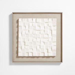 Arte de pared enmarcado de pulpa de papel Blanco