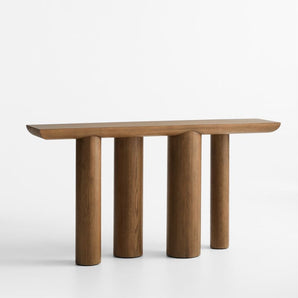 Bomen Asymmetrical Oak Wood Console Table