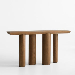 Bomen Asymmetrical Oak Wood Console Table