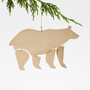 Adorno navideño de oso con patas colgantes de metal de latón para árbol de Navidad