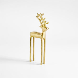 Brass Finish Holiday Reindeer Decoration 10.5"