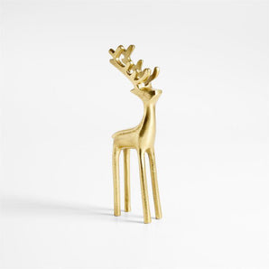 Brass Finish Holiday Reindeer Decoration 8.5"