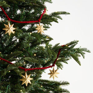 Brass Star & Red Velvet Christmas Garland