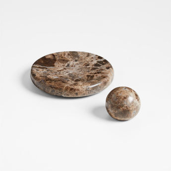 Brown Marble Round Sphere Incense Holder.