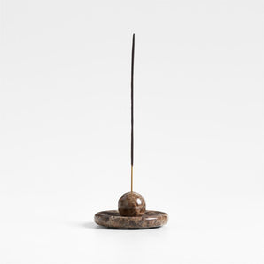 Brown Marble Round Sphere Incense Holder.