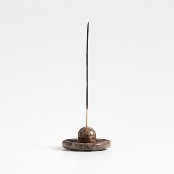 Brown Marble Round Sphere Incense Holder.