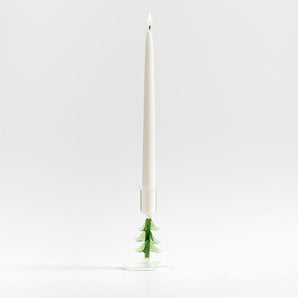 Candelabro pequeño para velas cónicas de árbol de Navidad en vidrio de borosilicato