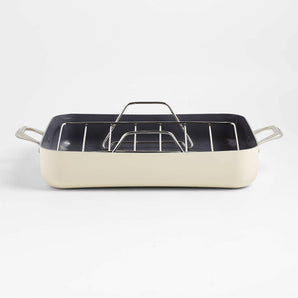 Crate & Barrel EvenCook Core ® Cream Ceramic Roasting Pan.