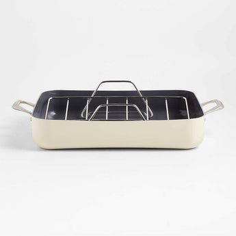 Crate & Barrel EvenCook Core ® Cream Ceramic Roasting Pan.