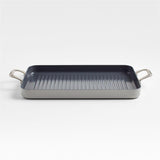 Crate & Barrel EvenCook Ceramic ™ Grey Nonstick Double Burner Grill Pan.