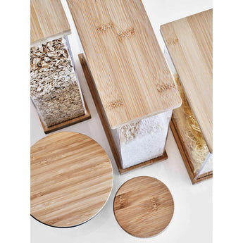 Large Rectangular Acrylic Kitchen Canister with Bamboo Lid.
