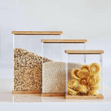 Large Rectangular Acrylic Kitchen Canister with Bamboo Lid.