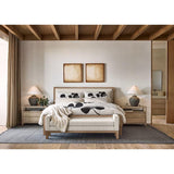 Keane 70" Weathered Natural Wood Upholstered Bench.