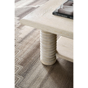 Garde Whitewashed Oak Wood 55.5" Rectangular Coffee Table with Shelf.