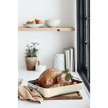 Crate & Barrel EvenCook Core ® Cream Ceramic Roasting Pan.