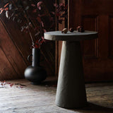 Willy Charcoal Brown Round Pedestal Side Table by Leanne Ford.