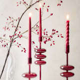 12" Dipped Cranberry Taper Candles, Set of 2.