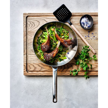 Crate & Barrel Wood and Black Silicone Spoonula.