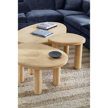 La Sal Natural Oak Wood 56" Asymmetrical Coffee Table.