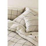 Organic Cotton Grid Natural and Midnight Navy King Bed Sheet Set.