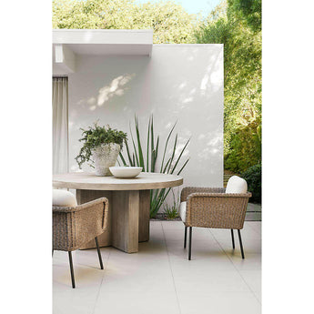 Mallorca 60" Round Wood Outdoor Dining Table.