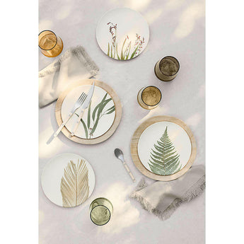 Botanical Bamboo Melamine Salad Plates, Set of 4.