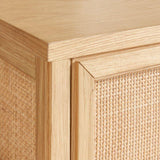 Campagna Rattan and Natural Oak Wood 6-Drawer Dresser.