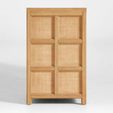 Campagna Rattan and Natural Oak Wood 6-Drawer Dresser.