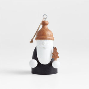 Adorno navideño de Papá Noel de madera tallada