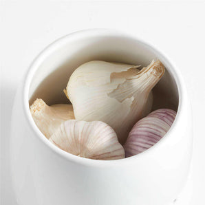 White Ceramic Garlic Keeper.