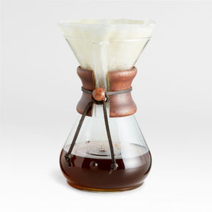 Cafetera de vidrio Chemex® de 8 tazas con cuello de madera oscura