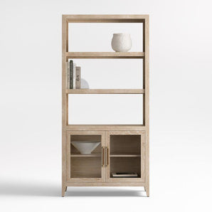 Clairemont Natural Wood 3-Shelf Storage Bookcase